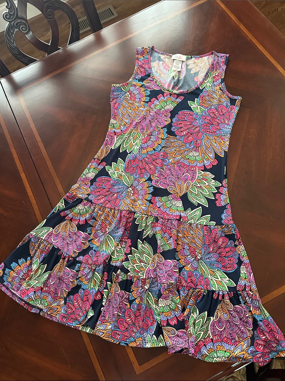 Sleeveless Floral Print Midi Dress - Multicolor